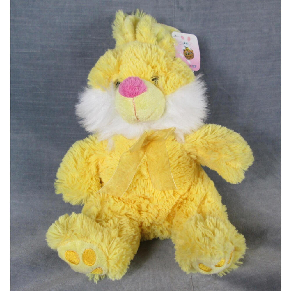 NWT Crane Plush Bunny Rabbit Easter Yellow Sitting Bow 12" Stuffed Animal Toy - Picture 1 of 8